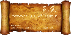 Paczovszky Flórián névjegykártya
